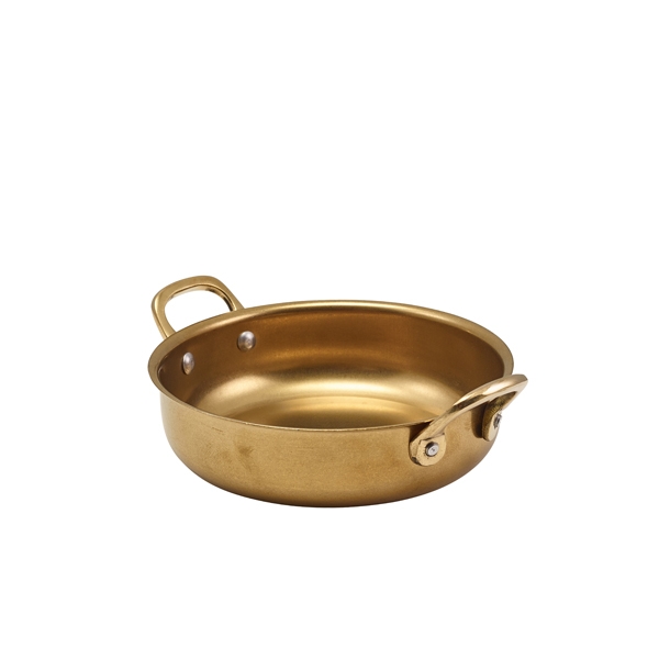 GENWARE | GOLD VINTAGE STEEL ROUND DISH 15.5 X 4CM X 6 | SRD16GDV