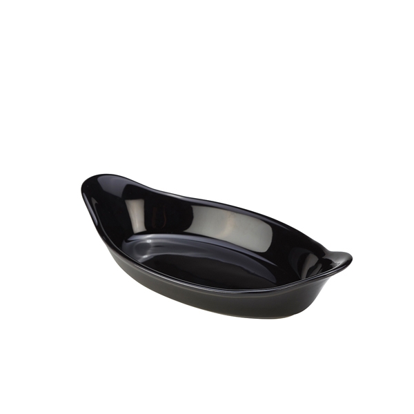 GENWARE | STONEWARE BLACK OVAL EARED DISH 16.5CM X 6 | B23D-BL