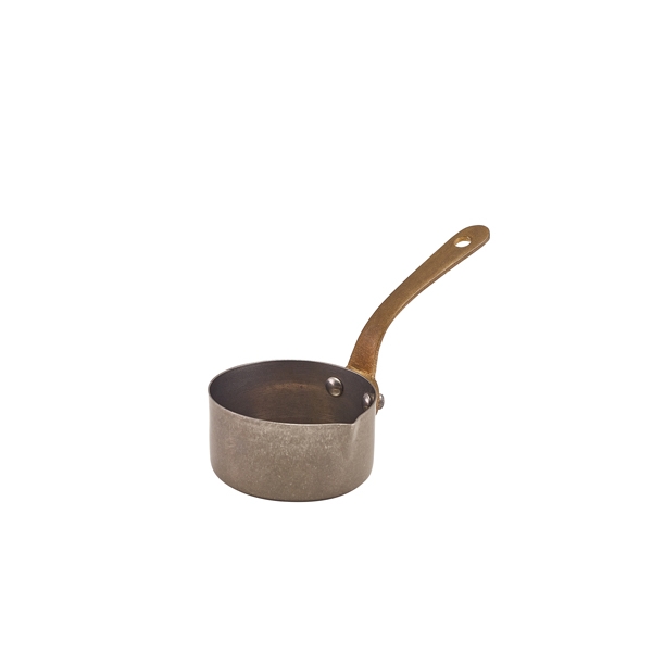 GENWARE | VINTAGE STEEL MINI SAUCE PAN WITH LIP 7 X 3.75CM X 6 | SMSP7V