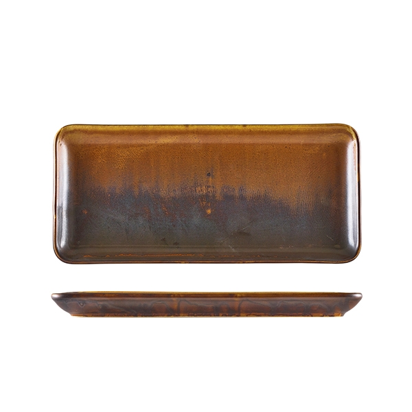 GENWARE | TERRA PORC RUSTIC COPPER NARROW RECT PLATTER 31 X 14CM X 6 | NR-PRC30