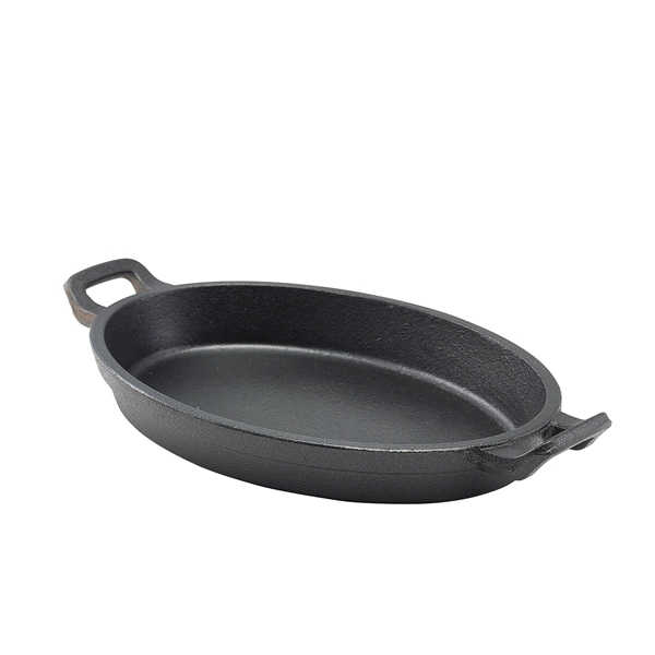 GENWARE | CAST IRON OVAL EARED DISH 24 X 17.3 X 3.4CM X 6 | C247