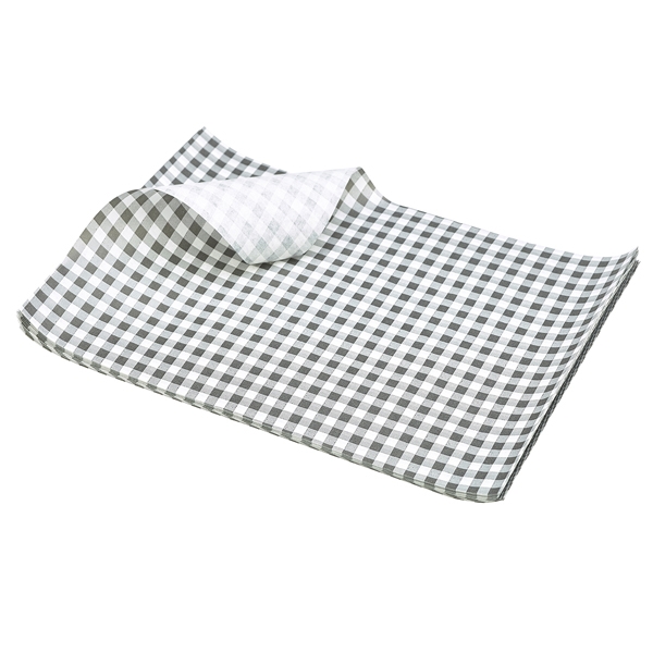 GENWARE | GREASEPROOF PAPER BLACK GINGHAM PRINT 35 X 25CM | PN1487LGBK