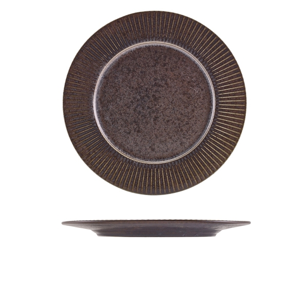 GENWARE | TERRA PORCELAIN BLACK FLUTED WINGED PLATE 26CM X 6 | WP-PBKF26