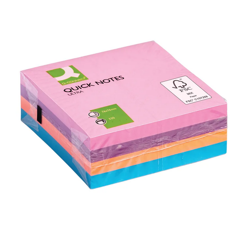 Q-CONNECT | SQUARE RAINBOW STICKY NOTES 76MM X 1