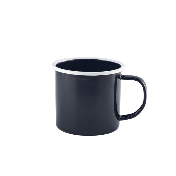 GENWARE | ENAMEL MUG BLACK WITH WHITE RIM 36CL X 12 | 50018BK