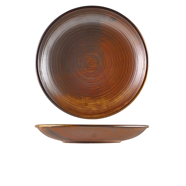 GENWARE | TERRA PORCELAIN RUSTIC COPPER DEEP COUPE PLATE 28CM X 3 | DC-PRC28