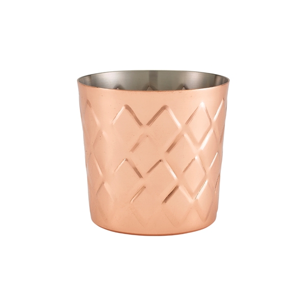 GENWARE | DIAMOND PATTERN COPPER PLATED SERVING CUP 8.5 X 8.5CM X 12 | SVD8C