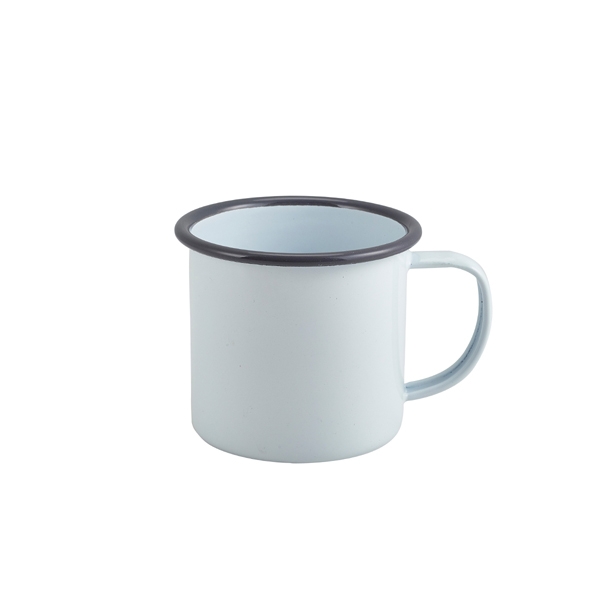 GENWARE | ENAMEL MUG WHITE WITH GREY RIM 36CL | 50008WHG