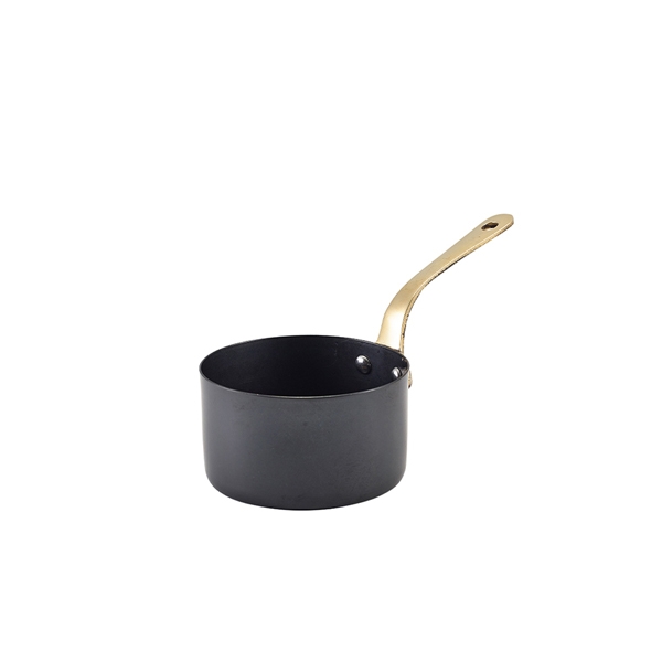 GENWARE | BLACK VINTAGE STEEL MINI SAUCE PAN 9 X 5.25CM X 6 | SMS9BKV