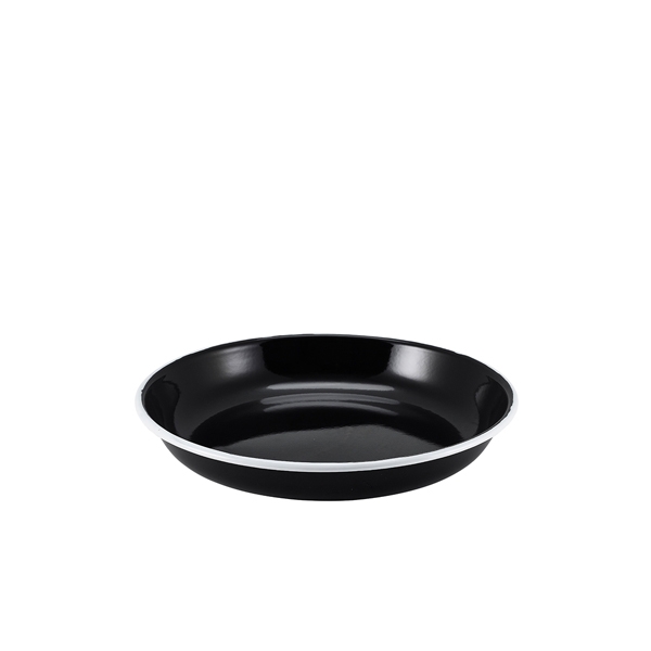 GENWARE | ENAMEL RICE/ PASTA PLATE BLACK WITH WHITE RIM 20CM X 12 | 45620BK