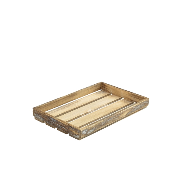 GENWARE |  DARK RUSTIC WOODEN CRATE 35 X 23 X 4 CM | TR225L