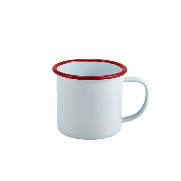 GENWARE | ENAMEL MUG WHITE WITH RED RIM 36CL | 50008WHR
