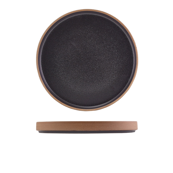GENWARE | KAVA BLACK STONEWARE RAW WALL PRESENTATION PLATE 25CM X 6 | LPR-KBK25