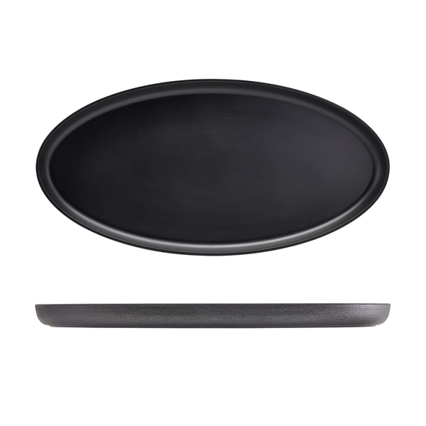 GENWARE | MELAMINE BLACK JUTE OVAL DISH 55 X 27.5 X 3.5CM | JT552502