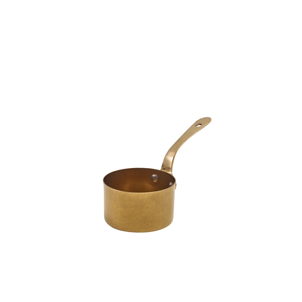 GENWARE | GOLD VINTAGE STEEL MINI SAUCE PAN 7 X 3.75CM X 6 | SMS7GDV