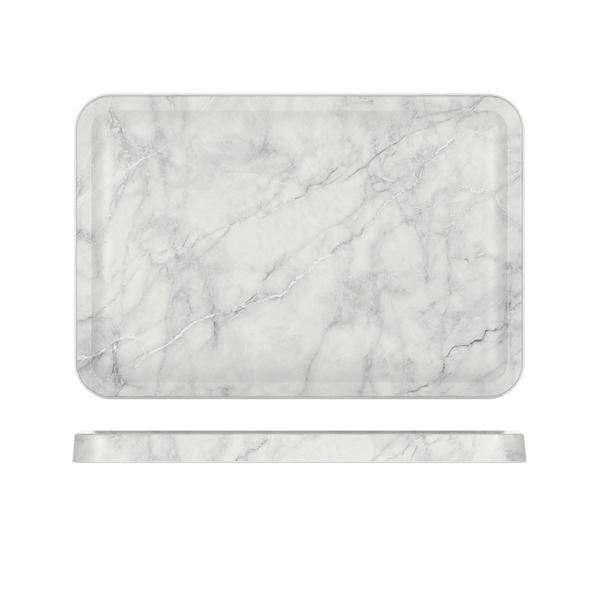 GENWARE | WHITE MARBLE AGRA MELAMINE TRAY 34 X 23CM | AG340324