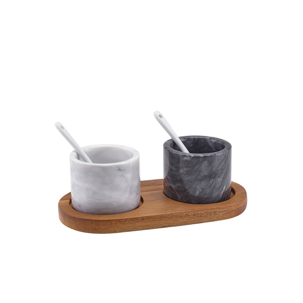 GENWARE | MARBLE SALT & PEPPER POT SET | MBL-SPBWL