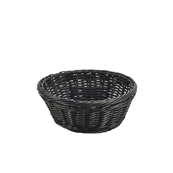 GENWARE | BLACK ROUND POLYWICKER BASKET X 6 | PWB-21BK