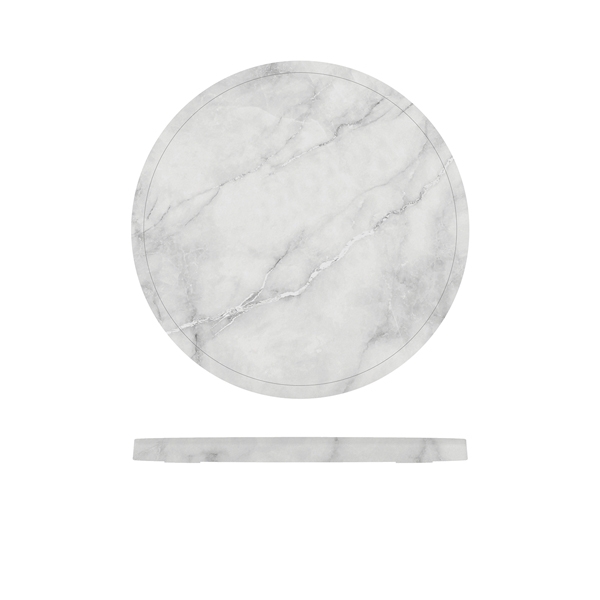 GENWARE | WHITE MARBLE AGRA MELAMINE ROUND SLAB 28.5CM | AG281324