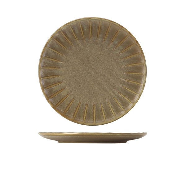 GENWARE | TERRA PORCELAIN MATT GREY SCALLOPED COUPE PLATE 26CM X 6 | CP-SMG26