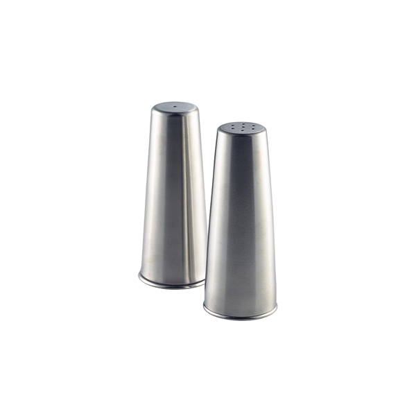 GENWARE | STAINLESS STEEL CONICAL SALT & PEPPER SET X 12 | 63612