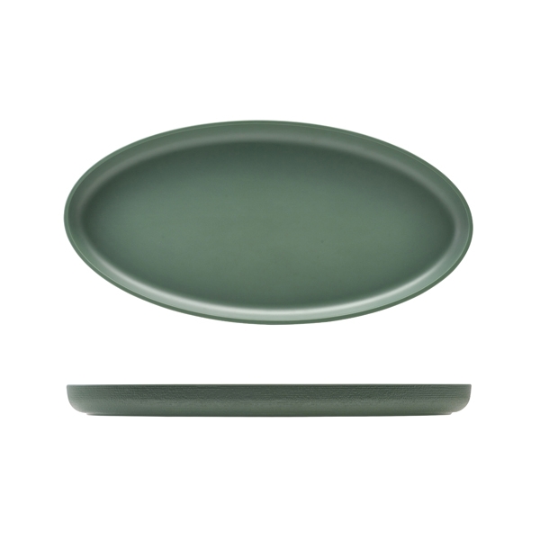 GENWARE | MELAMINE GREEN JUTE OVAL DISH 47.5 X 23.8 X 3.5CM | JT472567
