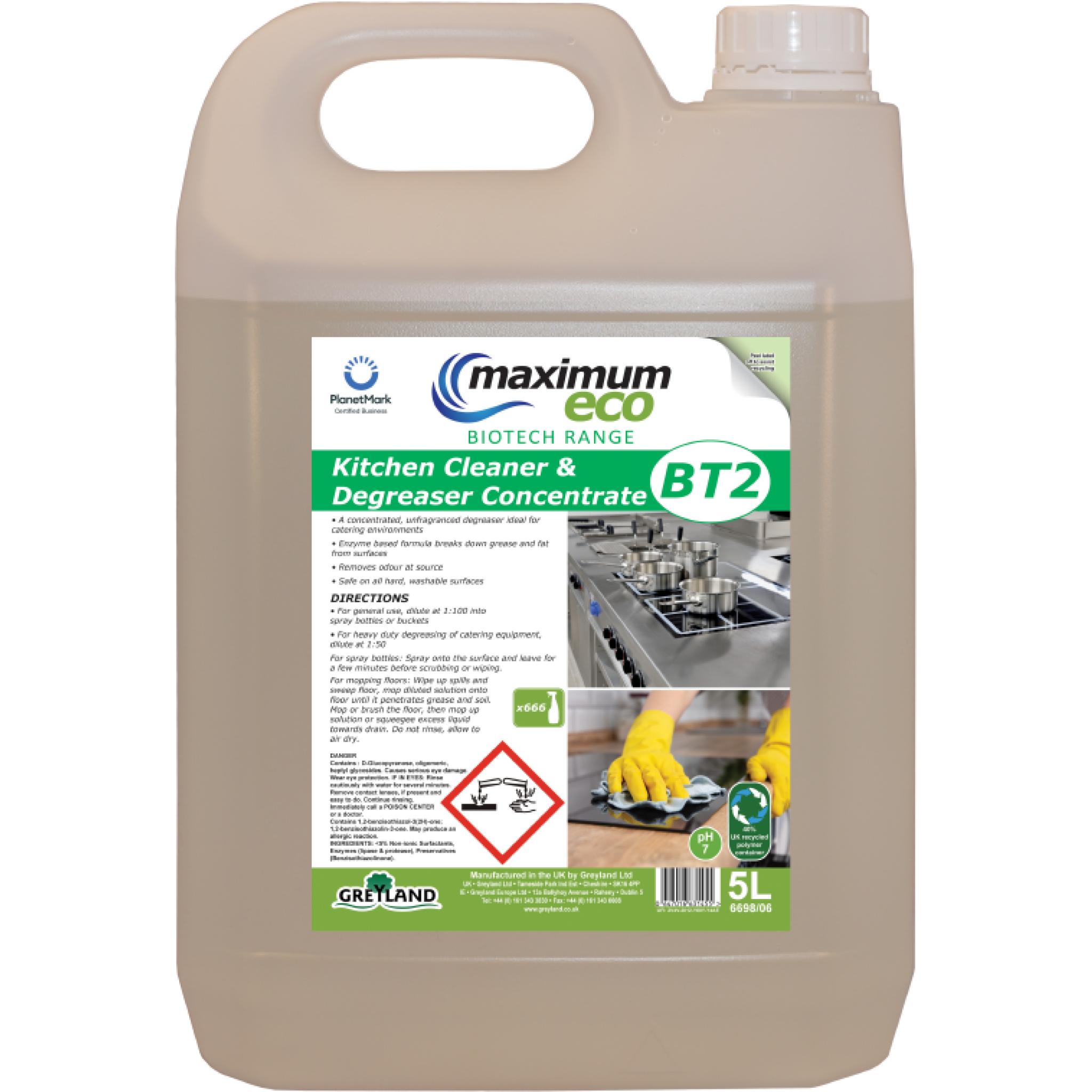 GREYLAND | MAXIMUM ECO BIOTECH BT2 KITCHEN CLEANER & DEGREASER X 5 LTR | 2798/06