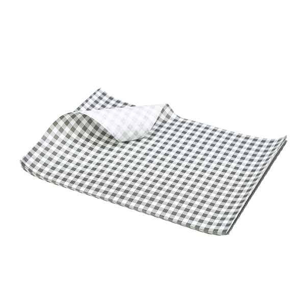 GENWARE | GREASEPROOF PAPER BLACK GINGHAM PRINT 25 X 20CM | PN1487GBK