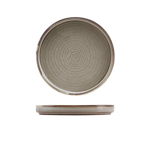 GENWARE | TERRA PORCELAIN GREY LOW PRESENTATION PLATE 18CM X 6 | LP-PG18