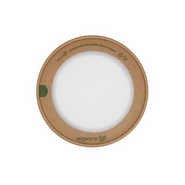 VEGWARE | 150-SERIES ROUND WINDOW LID KRAFT X 300 | RLID150W | 42766