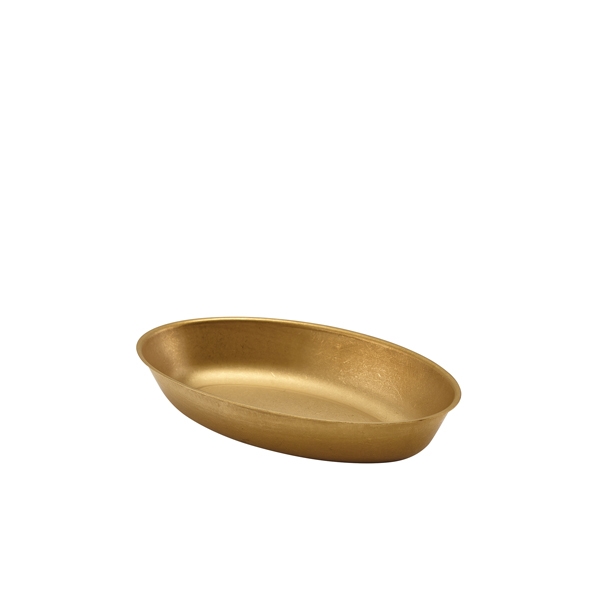 GENWARE | GOLD VINTAGE STEEL OVAL DISH 17.5 X 11CM X 6 | SSD1711GDV