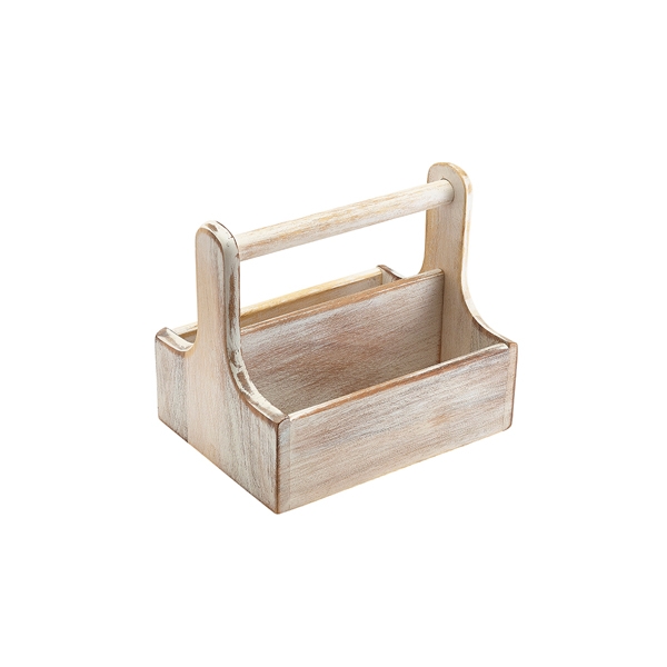 GENWARE | MEDIUM WHITE WOODEN TABLE CADDY | DWTC-MW