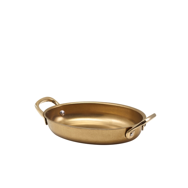 GENWARE | GOLD VINTAGE STEEL OVAL DISH 16.5 X 12.5CM X 6 | SSD16GDV