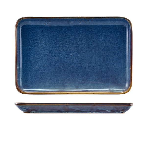 GENWARE | TERRA PORCELAIN AQUA BLUE RECT PLATTER 30 X 20CM X 3 | NR-PBL32