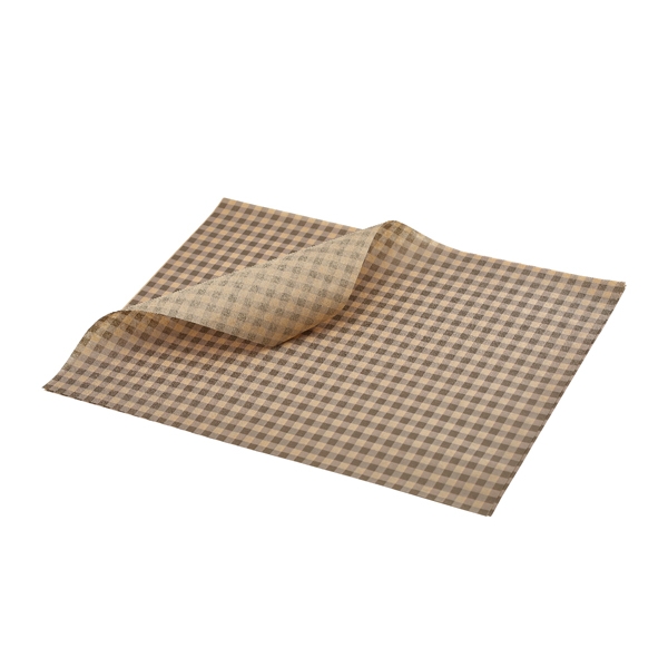 GENWARE | GREASEPROOF PAPER BROWN GINGHAM PRINT 25 X 20CM | PN0829GBK