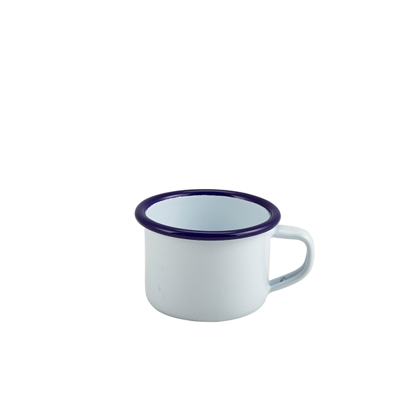 GENWARE | ENAMEL MUG WHITE WITH BLUE RIM 12CL X 12 | 52106