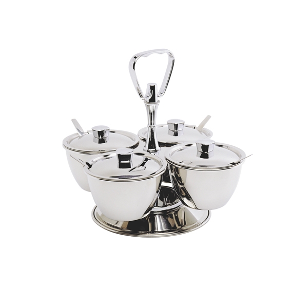 GENWARE | STAINLESS STEEL REVOLVING RELISH SERVER 4-WAY | 8053-4