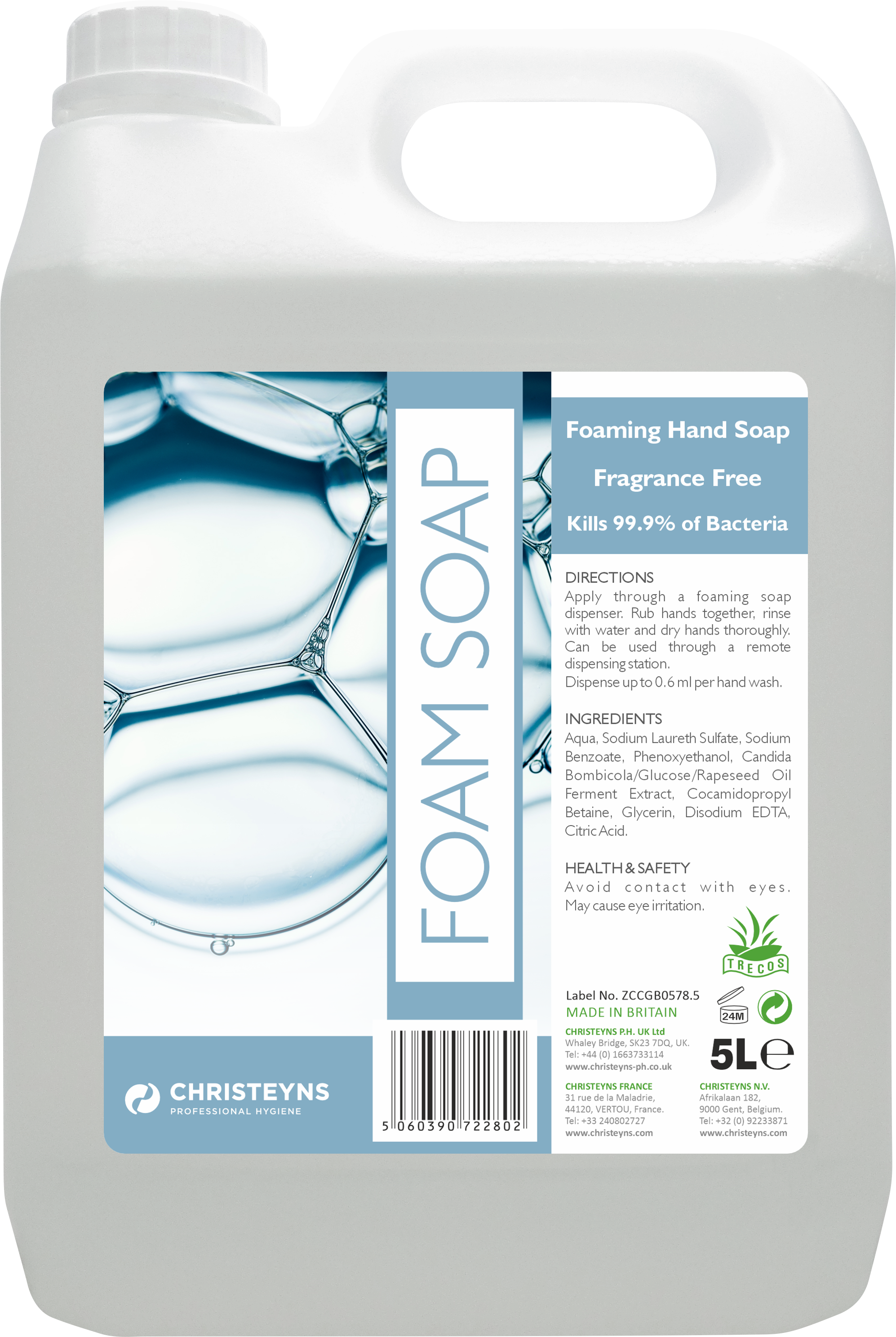 CHRISTEYNS (CLOVER) | 233 ANTI BAC INSTANT FOAM HAND SOAP X 5LTR | 233
