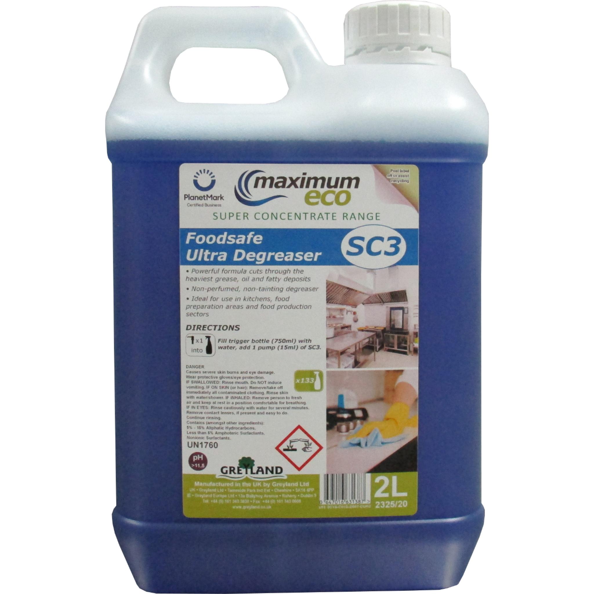 GREYLAND | MAXIMUM ECO SUPER CONCENTRATE SC3 FOOD SAFE ULTRA DEGREASER X 2 LTR | 2325/20