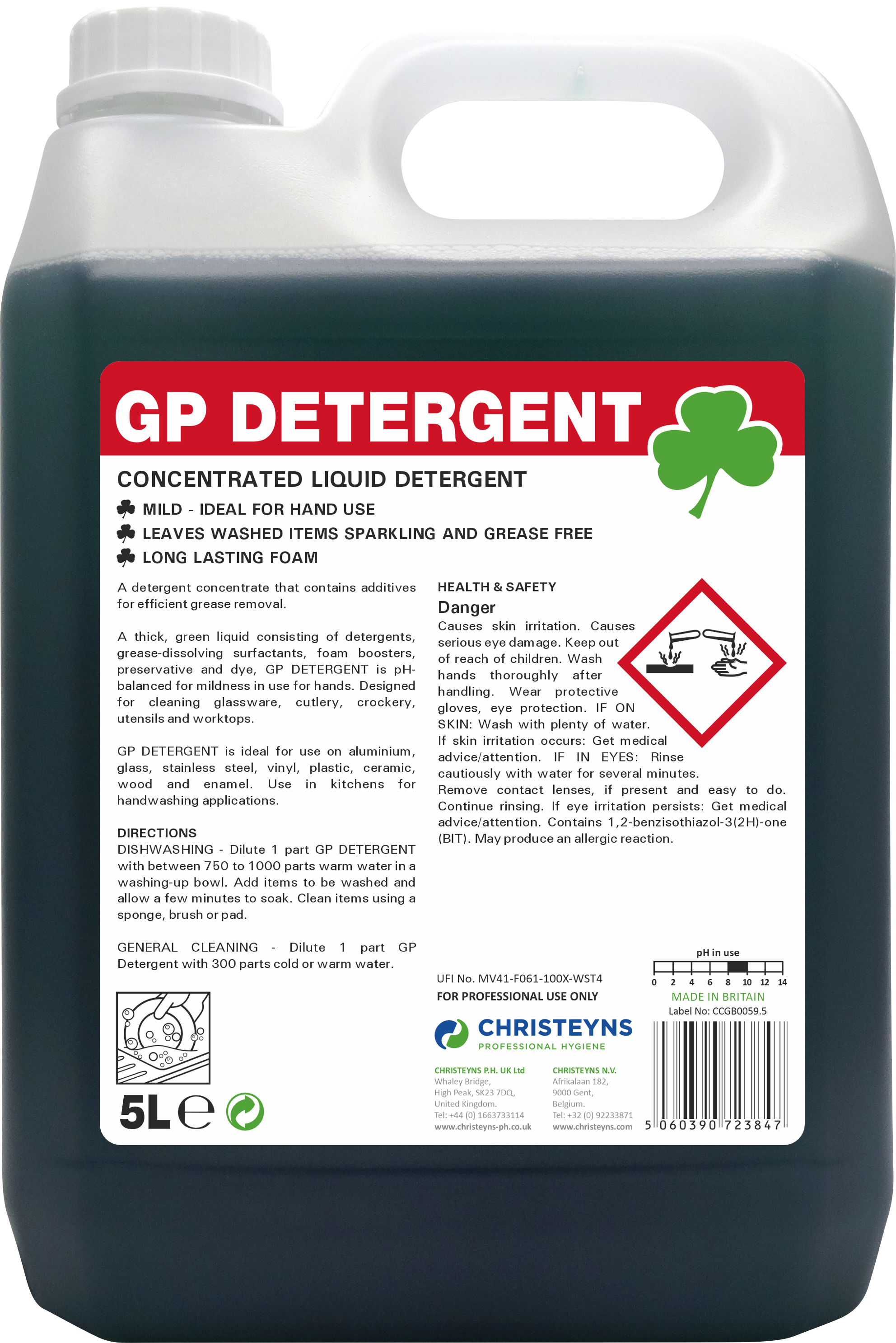 CLOVER | GP WASHING UP LIQUID DETERGENT 5 LTR | 418