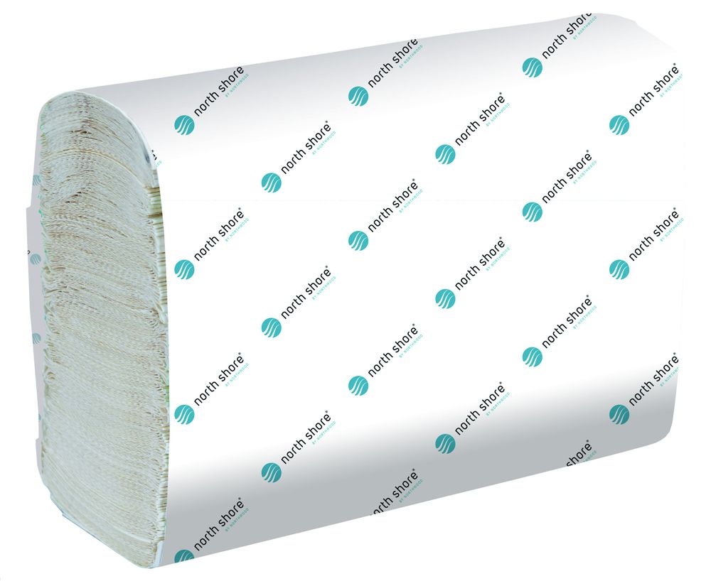 NORTH SHORE |  2PLY WHITE PURE FLUSHABLE Z-FOLD HAND TOWELS X 3000 | HZ0492NS