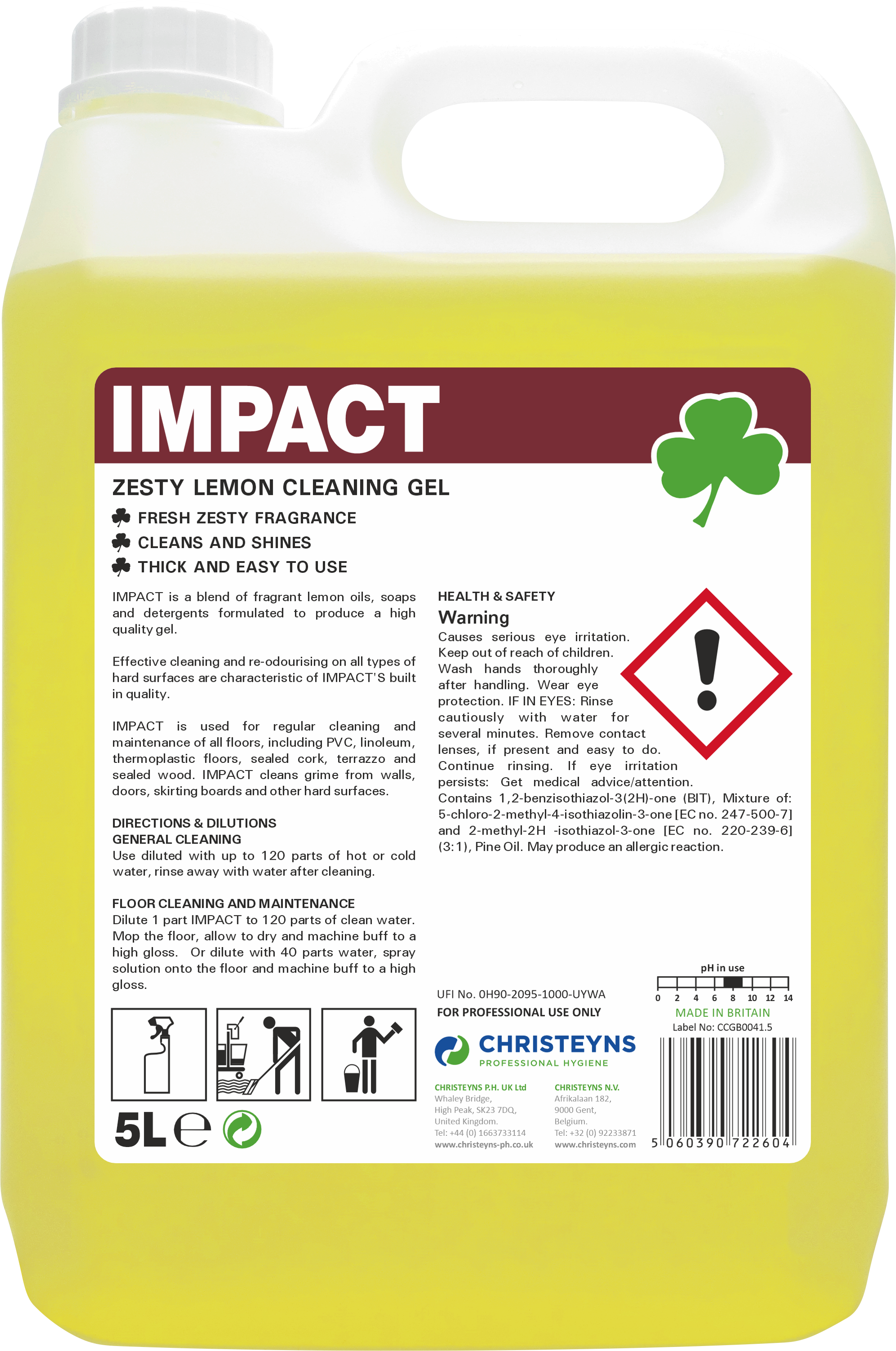 CHRISTEYNS (CLOVER) | 111 IMPACT LEMON JELL X 5 LTR | 111