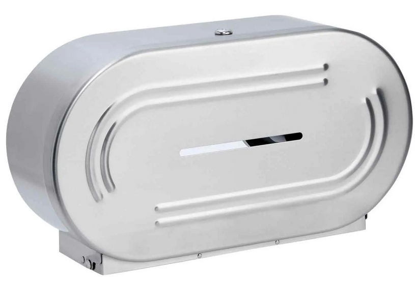 DOLPHIN SOLUTIONS |  DOUBLE STAINLESS STEEL MINI JUMBO DISPENSER | BC945