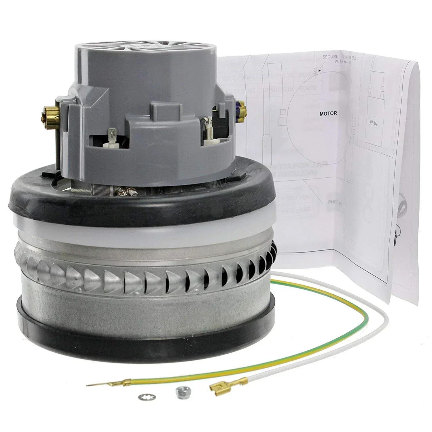 NUMATIC |  12 INCH PLASTIC SIMPLEX BYPASS 2 STAGE (3 WIRE) AMETEK MOTOR REPLACEMENT KIT 240V | 205810 | 1006226