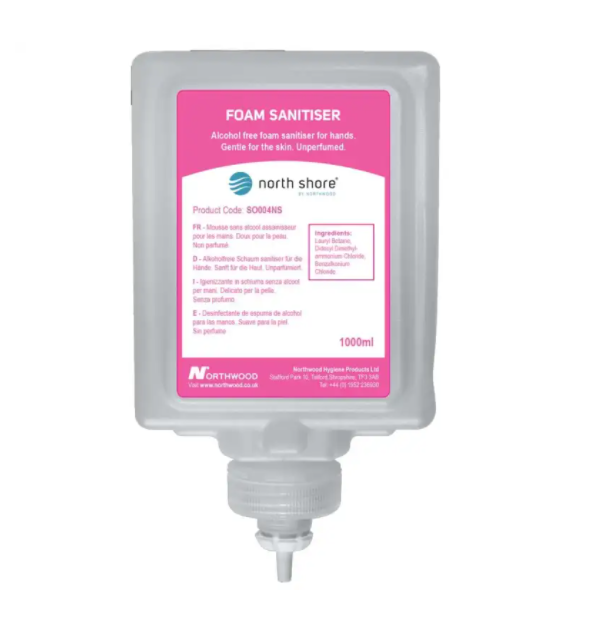 NORTH SHORE |  INSTANT SANITISER ALCOHOL FREE FOAM 6 X 1 LTR | SO004NS | SO004NS
