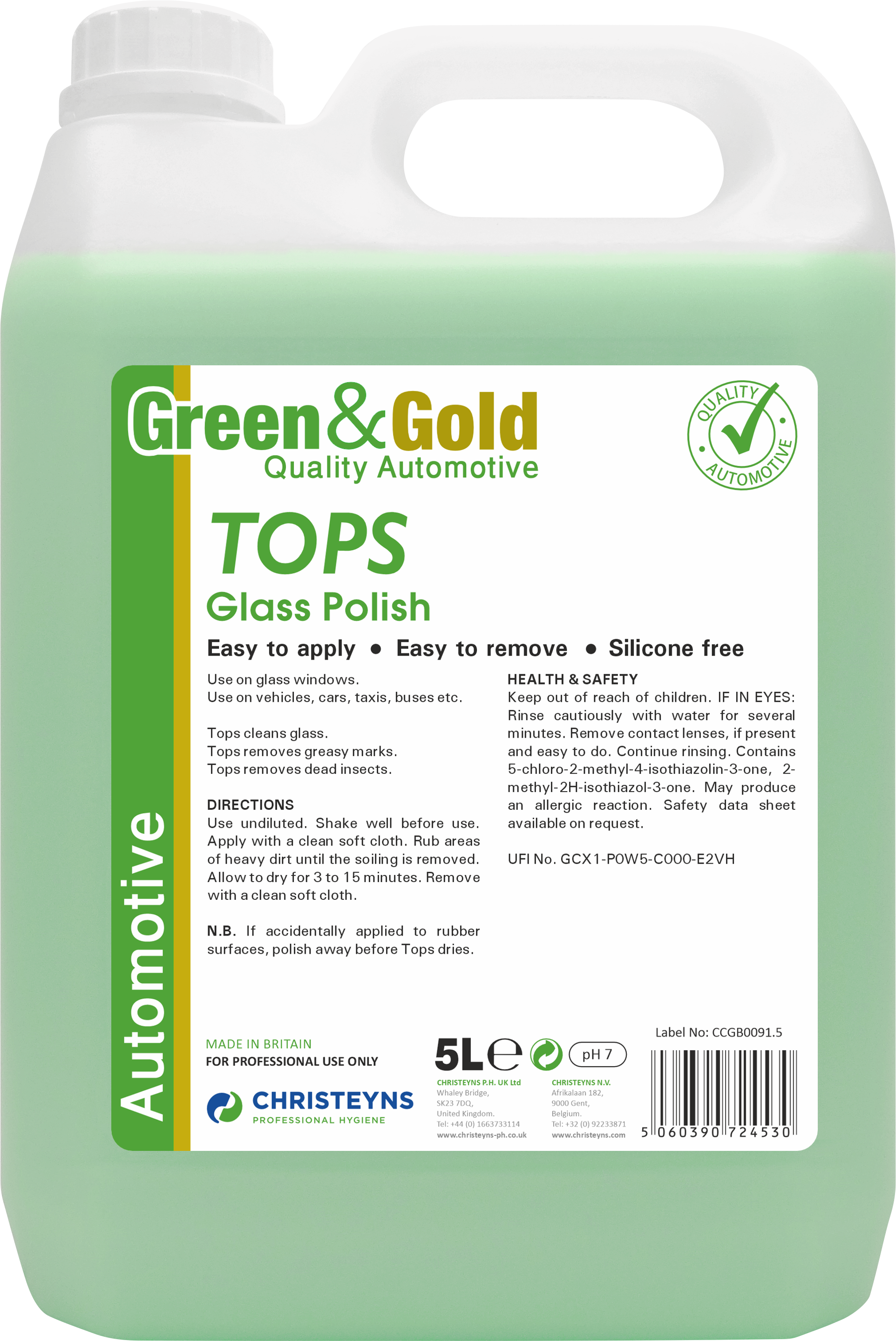 CHRISTEYNS (CLOVER) | 703 TOPS GLASS CLEANER X 5 LTR | 703