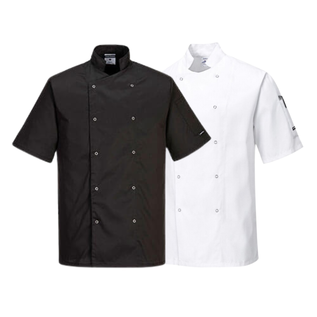 PORTWEST |  UNISEX CUMBRIA SHORT SLEEVED CHEFS JACKET | C733