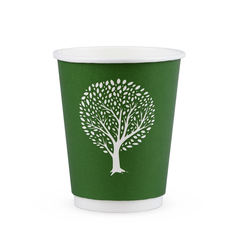VEGWARE | 12OZ GREEN TEA DOUBLE WALL WHITE KRAFT CUP X 500 | VDW-12-GT