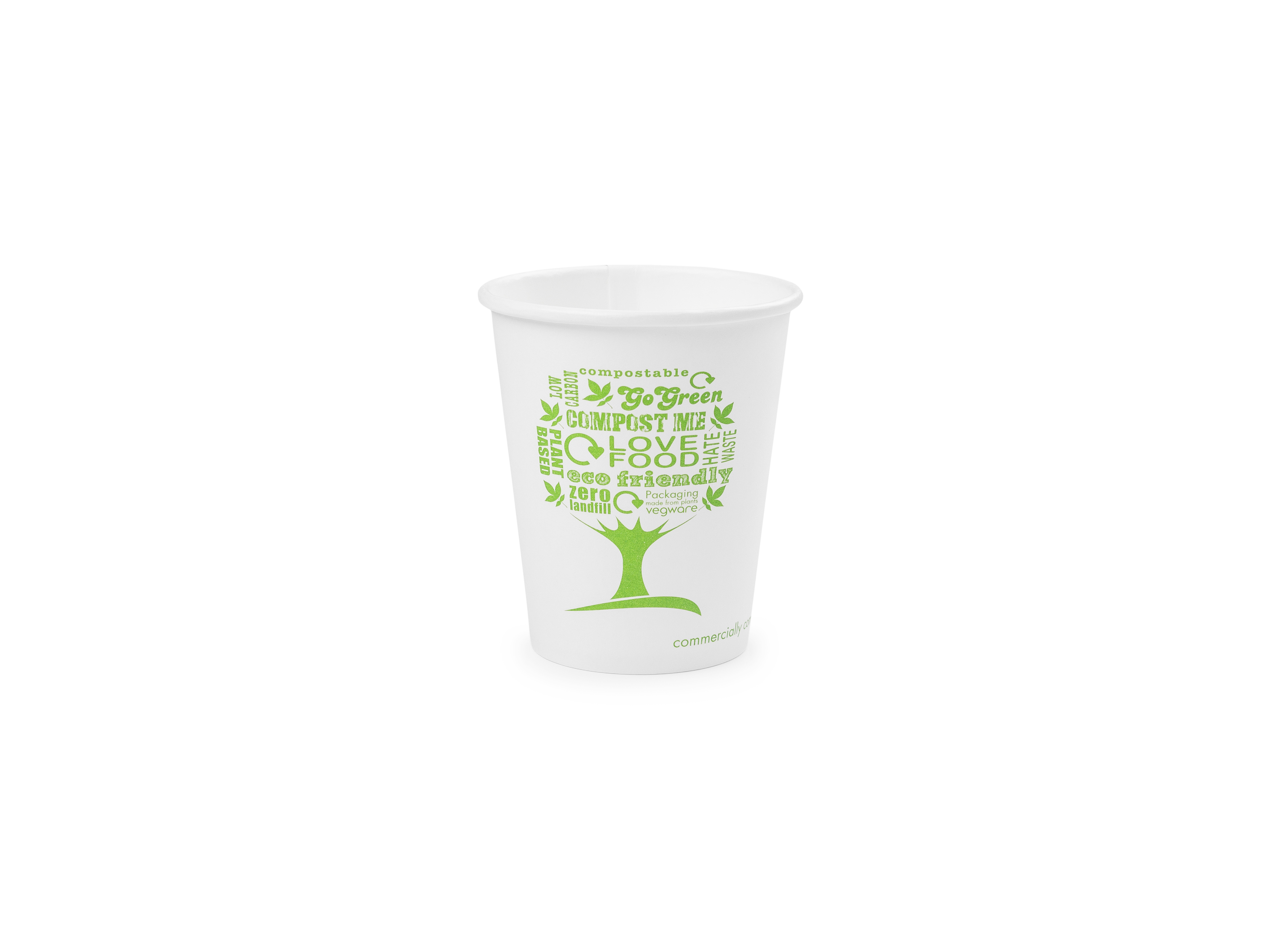 VEGWARE | 6OZ WHITE HOT CUP, 72-SERIES - GREEN TREE X 1000 | LV-6-GT