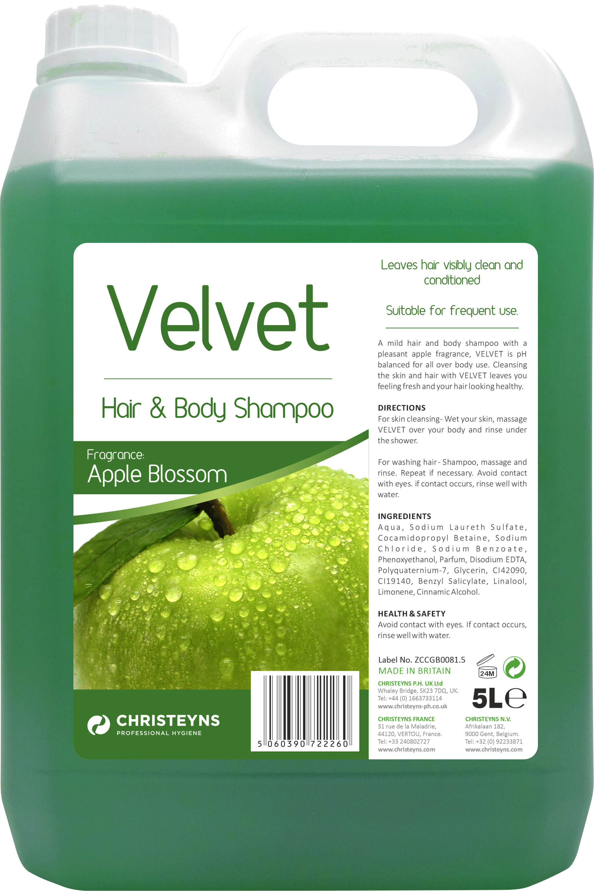 CHRISTEYNS (CLOVER) | VELVET HAIR & BODY WASH X 5 LTR | 416